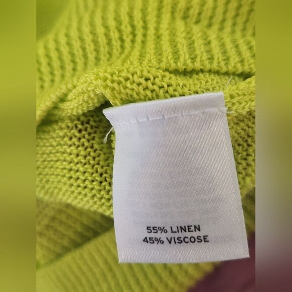 Halogen L Lime Sheer  LINEN Blend Washable Knit Lngslv Women's Sweater Pullover - Picture 6 of 10